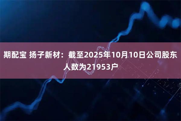 期配宝 扬子新材：截至2025年10月10日公司股东人数为21953户